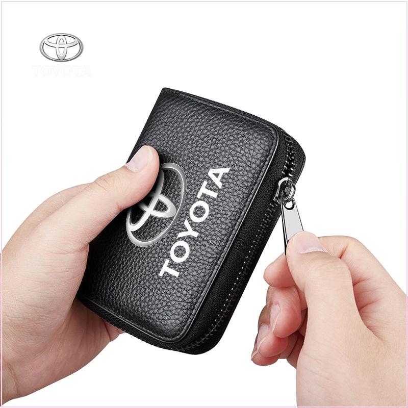 Wallet Driver License Business Card Holder Key Case for Toyota TRD GR Auris Rav4 Yaris Hilux Corolla Prius Avensis Emblem