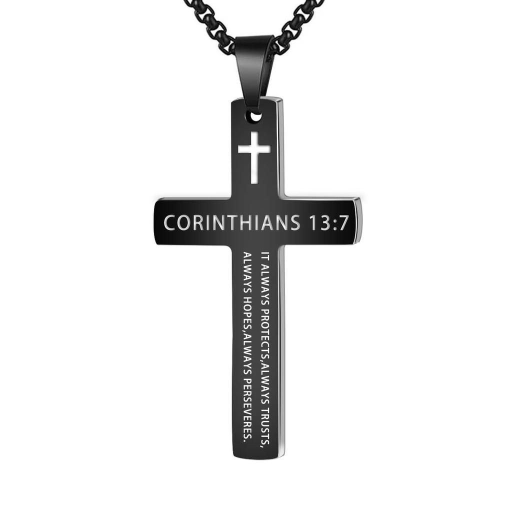 Collier Homme Spiritual Male Minimalism Stainless Steel Necklace Man's Jesus Cross Necklace for Man Collar Hombre