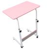 Overbed Table with Wheels Wooden Height Adjustment Mobile Standing Desk Rolling Laptop Cart C Shaped End Table for