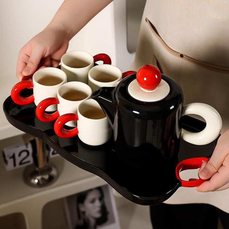 Cremefarbener Wind Keramik Wasserbecher Haushaltsset Teetasse Teekanne Leichter Luxus Wohnzimmer Hochzeit Einweihung Geburtstagsgeschenk