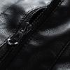 Solid Color Stand Collar Long Sleeves Pockets Zipper Placket Men Jacket Autumn Winter Fleece Lining Faux Leather Motorcycle Windbreaker