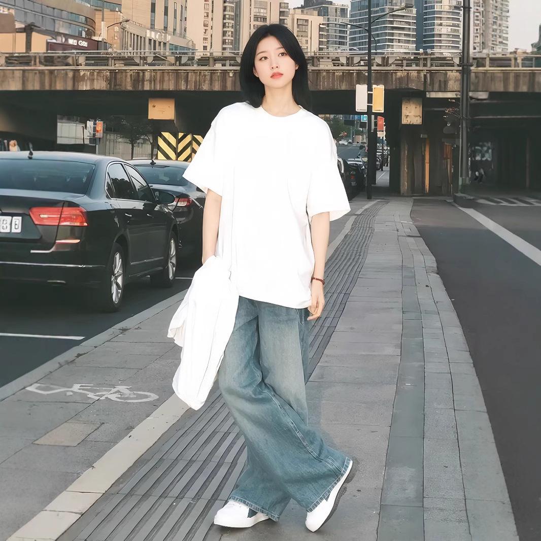 

Women s Casual White Short Sleeve T-Shirt - Spring/Summer Round Neck Loose-Fit Top XL (120-140 lbs)