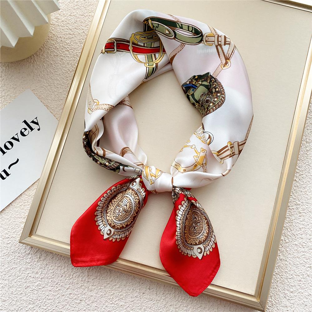 70 Small Square Silk Scarf: Women's Retro Chic Sunscreen Neck, Head, or Wrist Scarf In Korean Style for Autumn and Winter