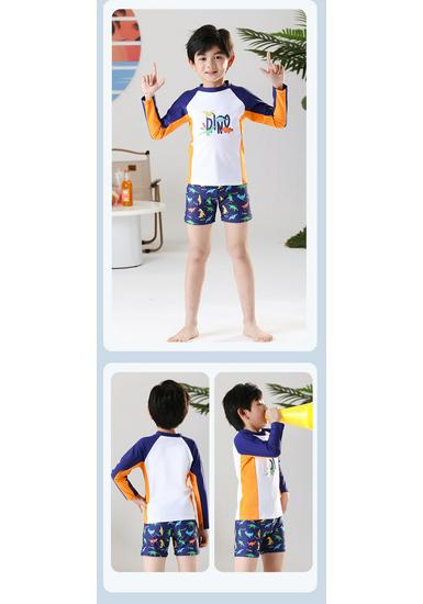 Boys' Sun Protection Swim Trunks Set - Middle & Big Kids Split Design, 2025 Professional Swimsuit
