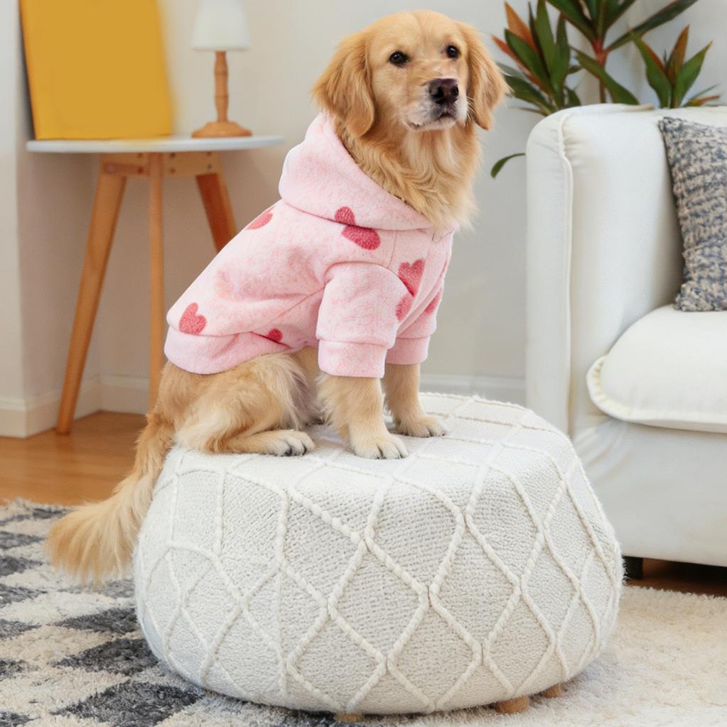Cozy Heart Pet Hoodie – Soft Warm Sweatshirt For Small Dogs & Cats, Cute Princess Outfit