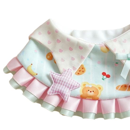 Dog Bandanas Adjustable Snap Button Pet Bib Breathable Cute Bear Print Pet Scarf for Daily Use Birthdays Photos