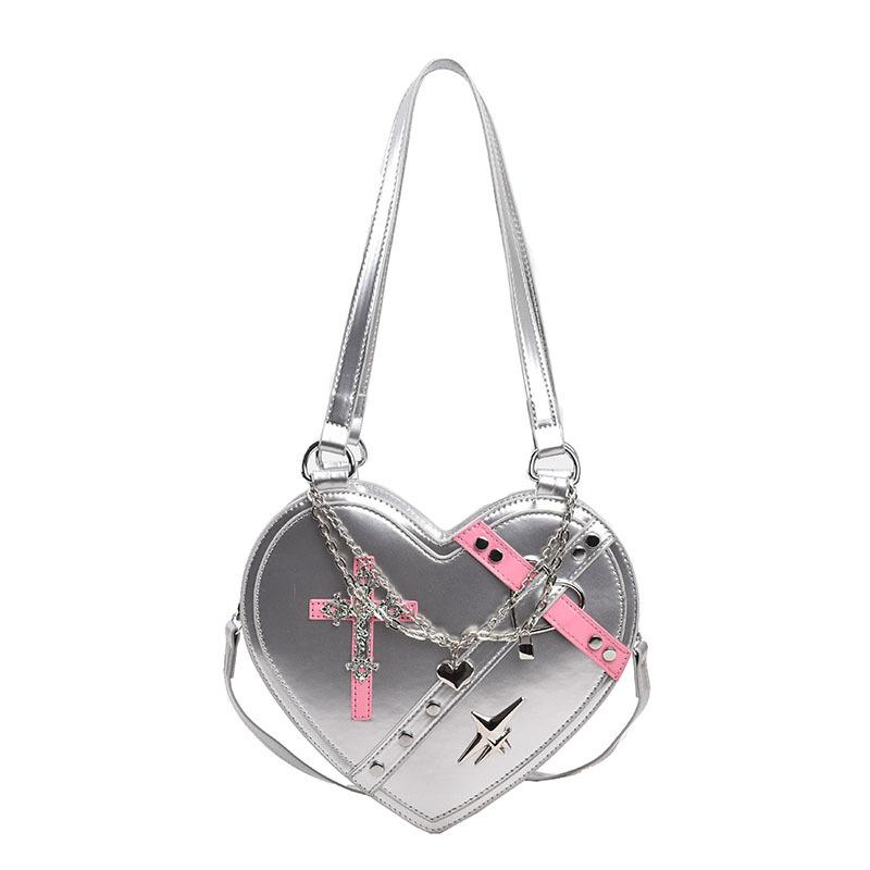 

Сумки персоналізована креативна сумка жіноча 2025 нова корейська версія мода заклепки тренд на одне плече ручна по любовна сумка-під пахвою срібний