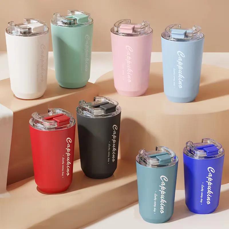 14oz Stainless Steel Insulated Cup Double-Layer Vacuum Direct Drinking Coffee Cup Creative Car Portable Water Cup Water Bottle YLE432