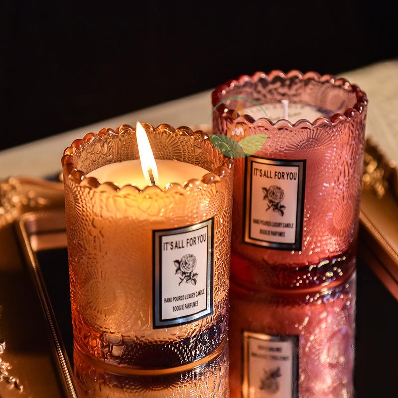 Handmade Embossed Glass Cup Scented Candle Creative Home Scented Candle Souvenir Candle