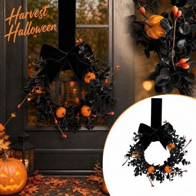 Fall Pumpkin Halloween Wreath With, Door Decoration for Home