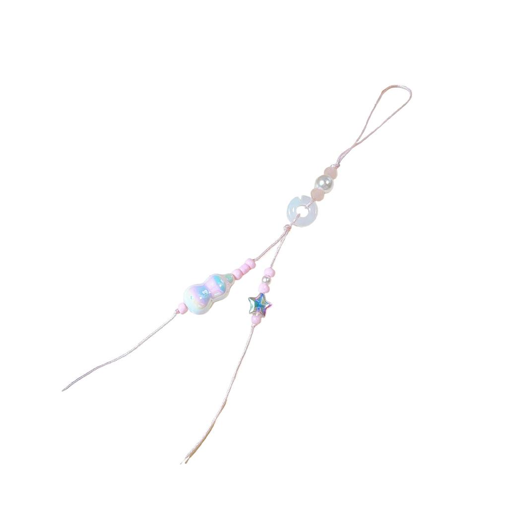 Colorful Gourd Phone Strap with Colorful Beads Handwoven Mobile Phone Pendant Accessory Stylish Car Key Chain Ornament