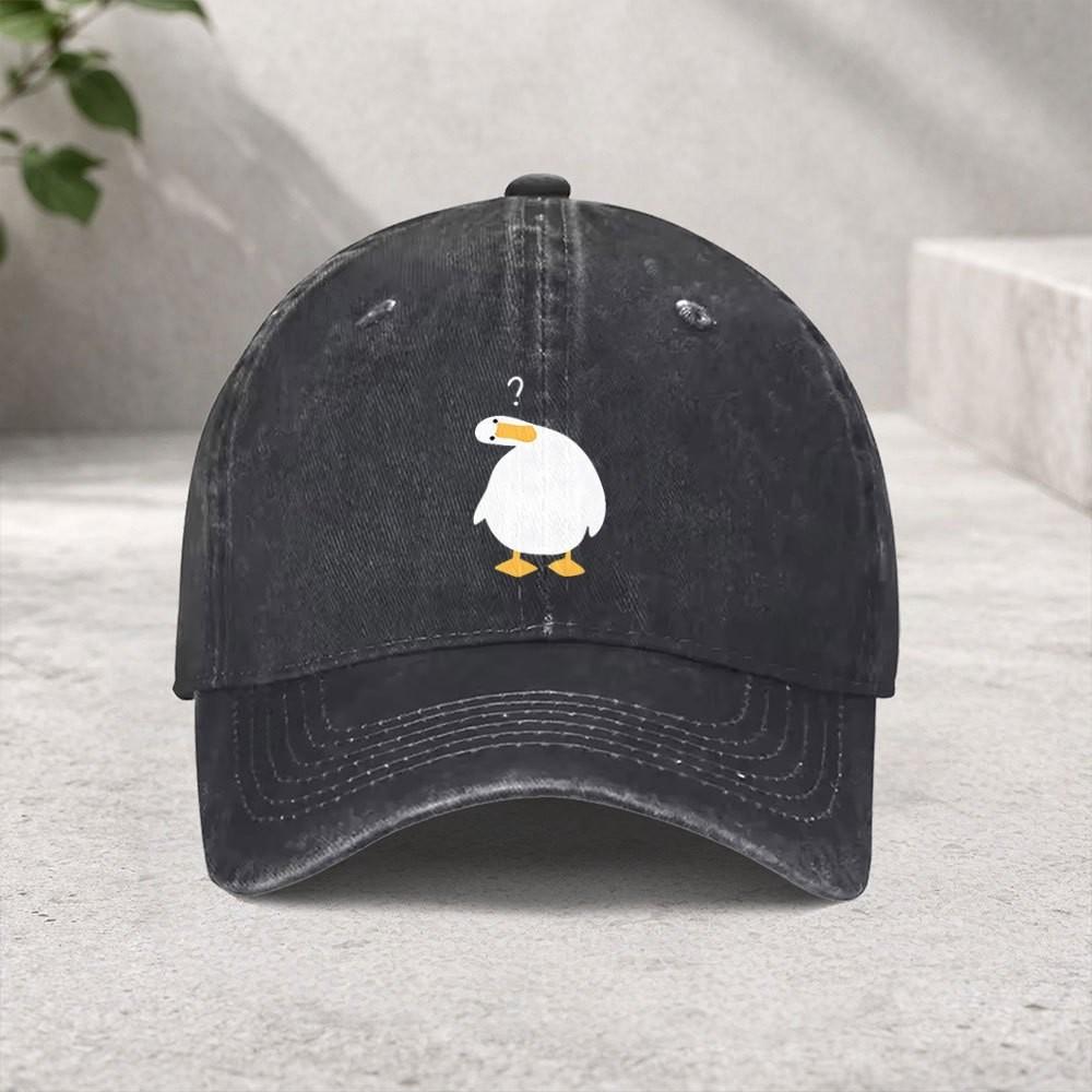 Confused Duck Meme Baseball Cap Washed Denim Casual Adjustable Sun Hat for Unisex
