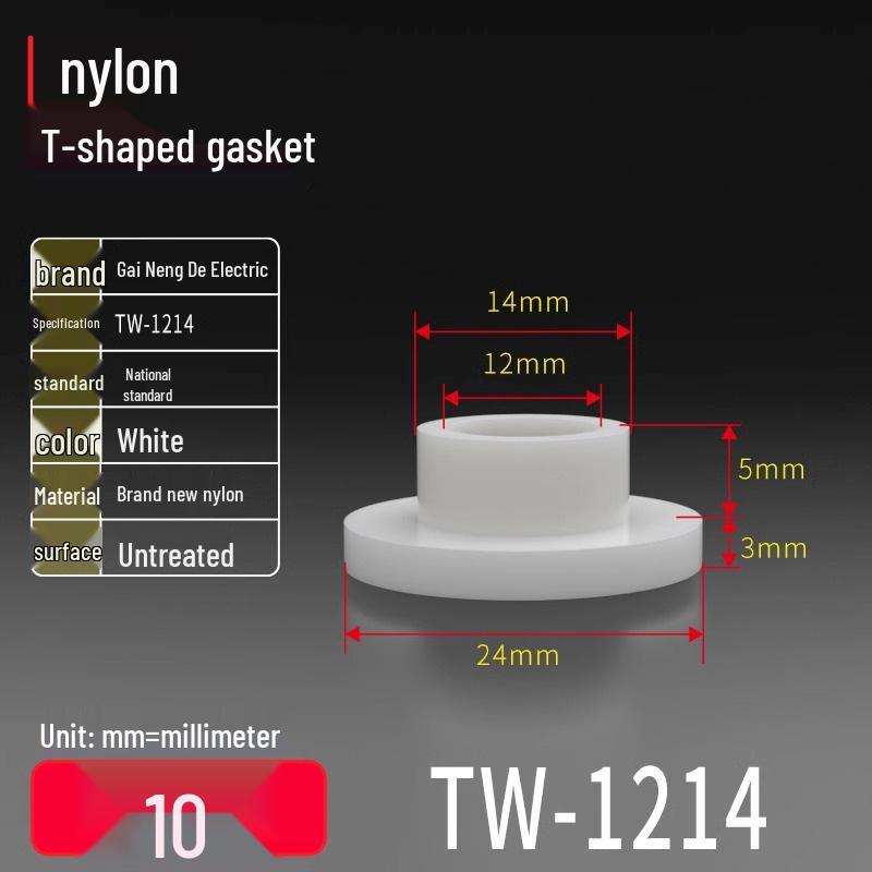 T-shaped Nylon Gasket Ring Screw Shaft Sleeve, Round Concave-Convex Insulation Pad, M2-M35