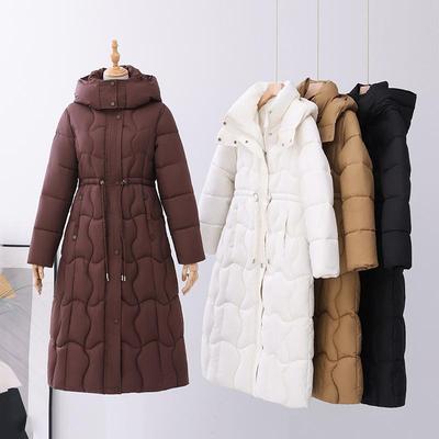 Autumn Winter Thicken Warm Parka Women Casual Solid Color Big Pocket Slim Long Hooded Coat Jackets Outwear