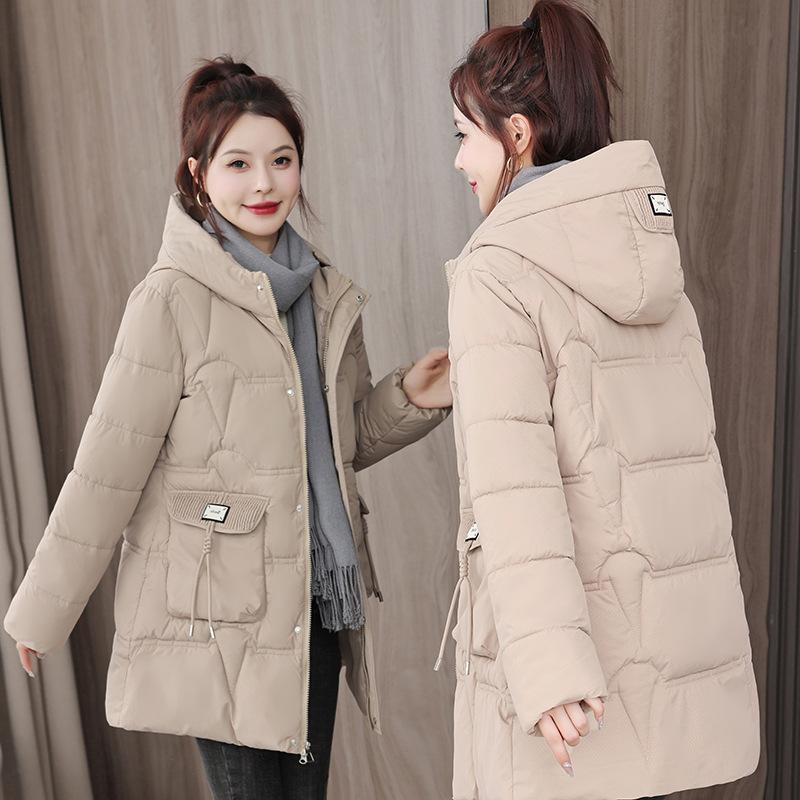 Fashion Hooded Down Cotton Jacket Women's Mid-length New Casual Korean Version Loose Season Cotton Jacket Women's Thickened Padded Jacket