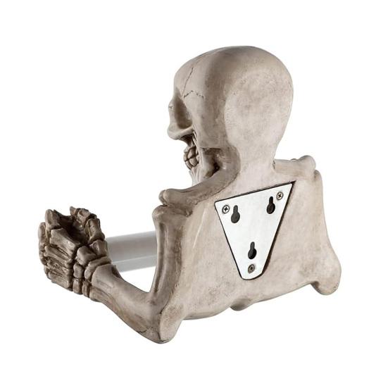Skull Toilet Paper Holder Wall Mount Toilet Tissue Paper Roll Storage Holder Resin Skeleton Figurine Gothic Bathroom Accessory