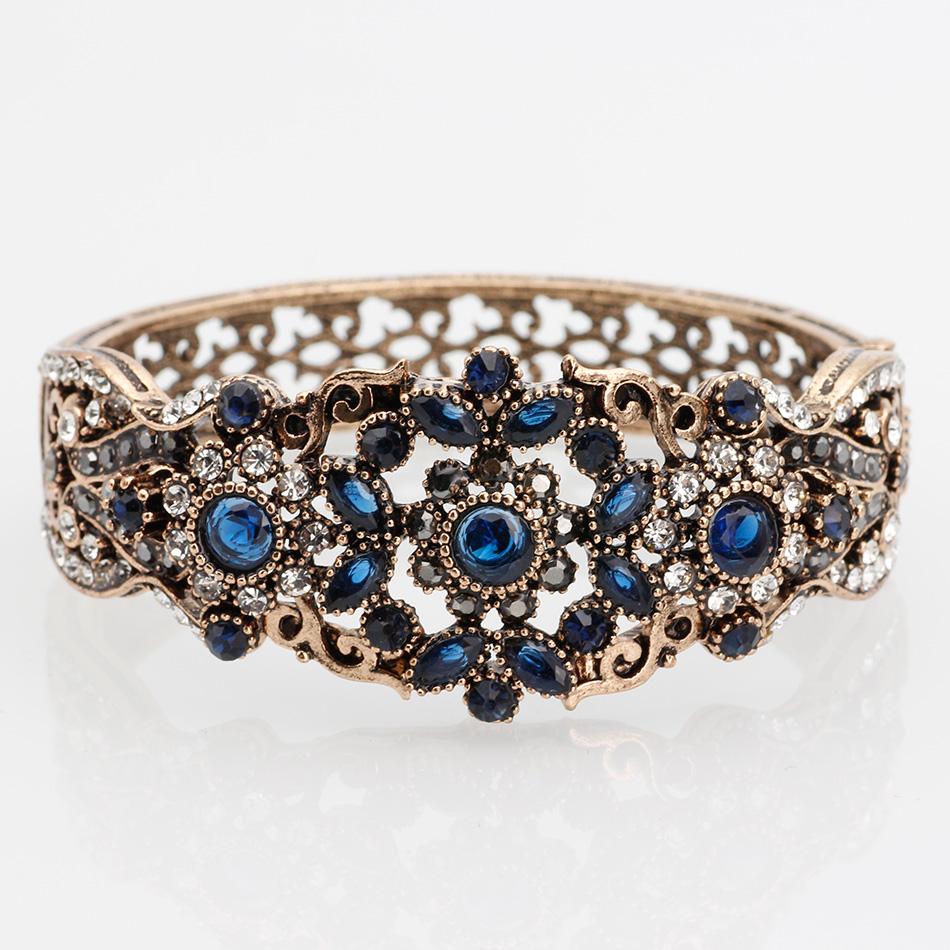 Sunspicems Шикарный Турецкий Браслет-Манжета для Женщин Античное Золото Браслет с Цветами из Страз Свадебные Украшения для Арабской Невесты 58MM