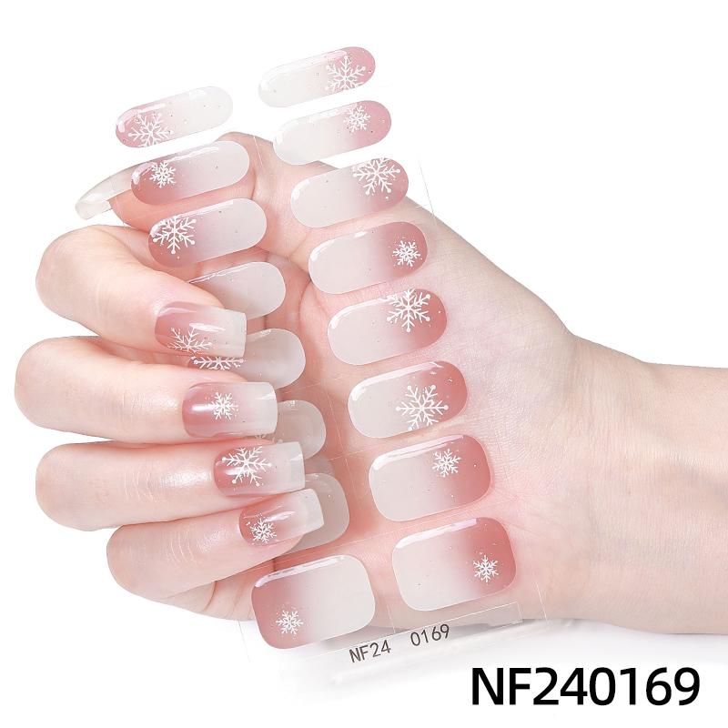 Christmas Design Gel Nail Wraps New Design Gel Nail Stickers Semi Cured Gel Nail Strips