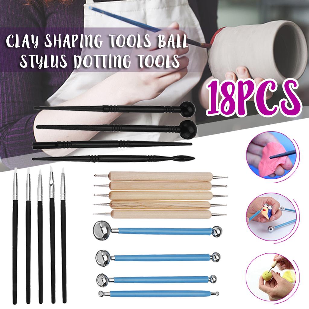 18 IN 1 Clay Sculpting Dotting Tool Pottery Ceramic Shaper Pen Ball Stylus DIY