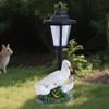 Duck Garden Statue Animal Figurine with Solar Lights Lovely White Decorative Sculpture Resin