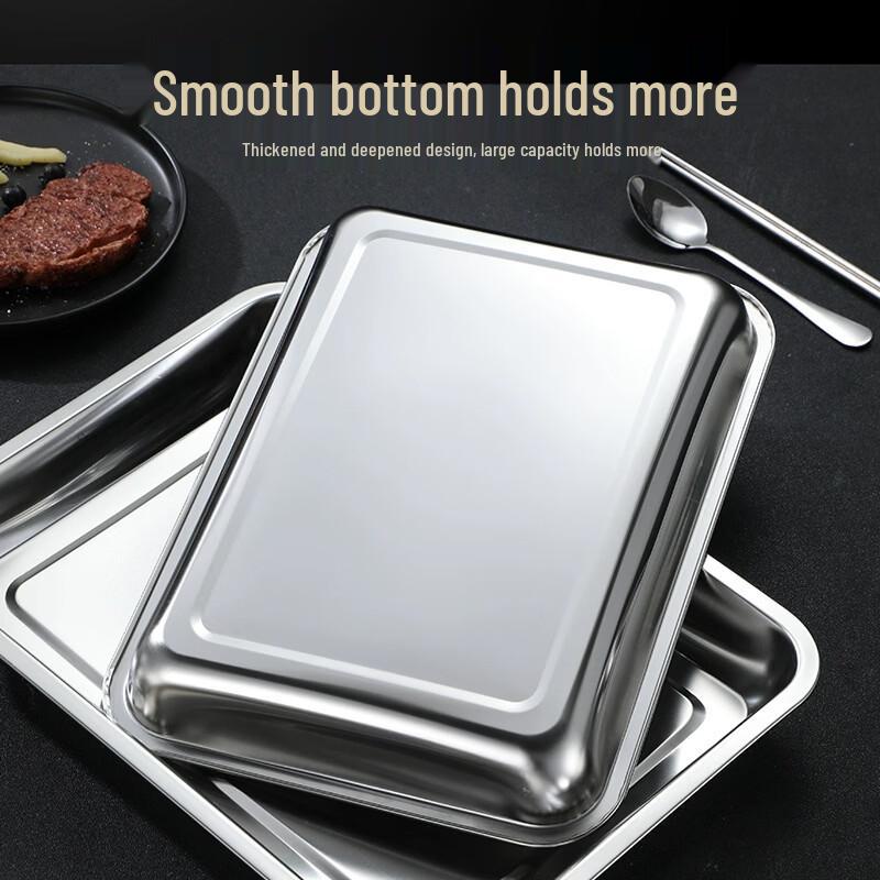 Wuhe Stainless Steel Shallow Rectangular Tray
