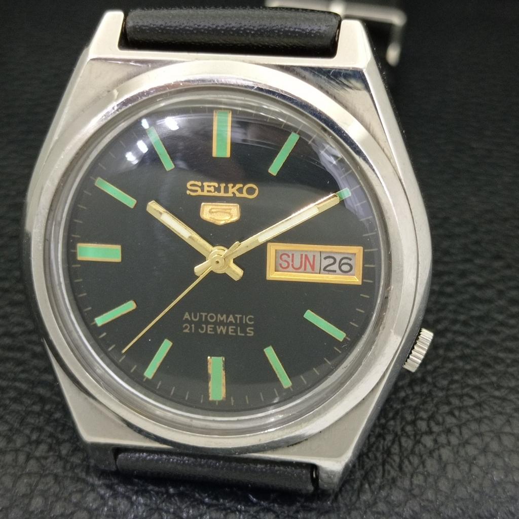 VINTAGE SEIKO 5 AUTOMATIC 7019A JAPAN MENS BLACK COLOR DIAL WATCH a702638-1 R209-a702638