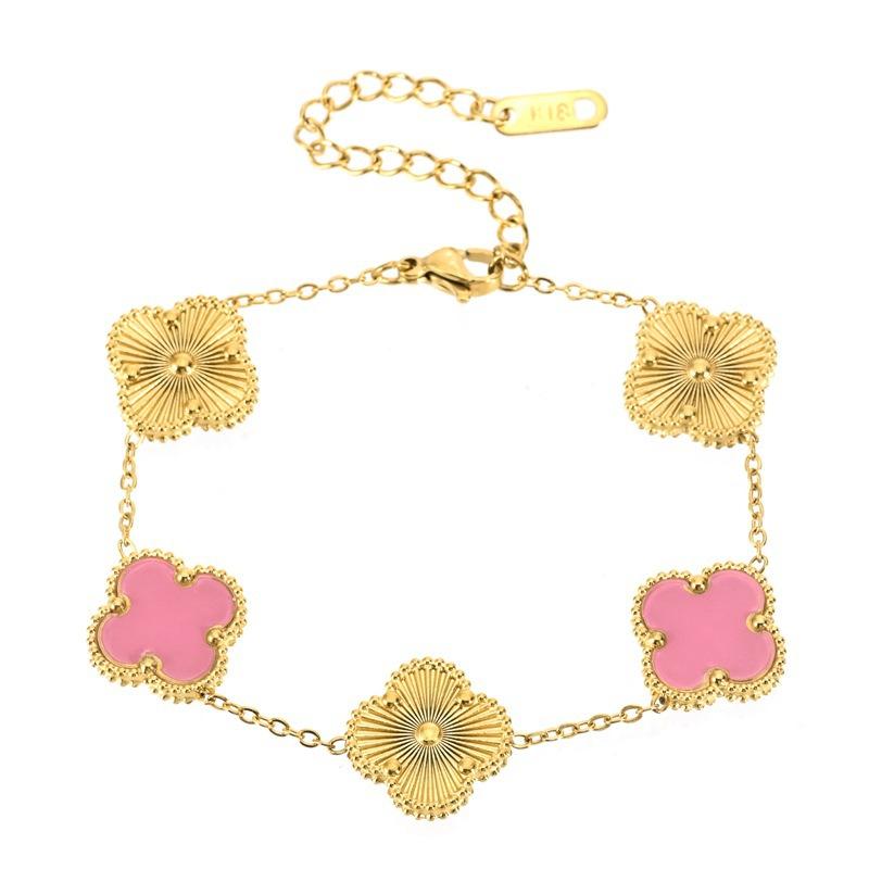 15mm Titanium Steel Four-Leaf Clover Five-Flower Bracelet Stylish and High-End Women's Bangle