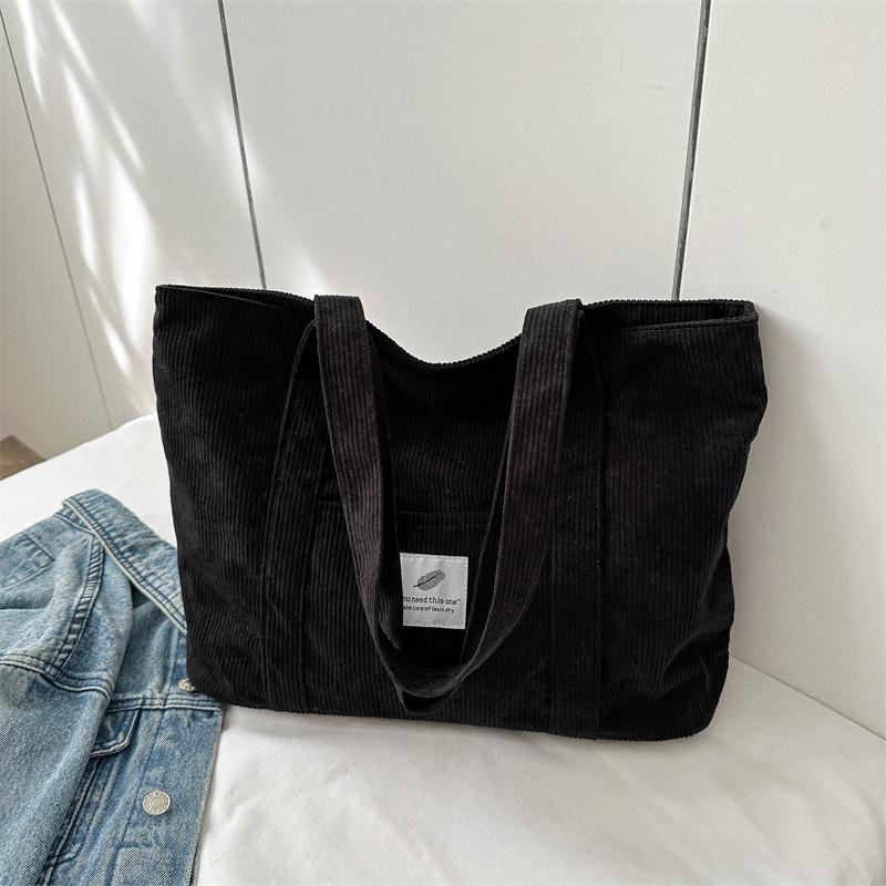 

Fashionable Mid Soft Canvas Tote Bag For Women With Inner Pocket In Classic Colors чёрный