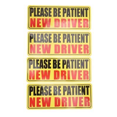 4Pcs Please Be Patient New Driver Magnet Weatherproof Reusable Reflective New Driver Sticker