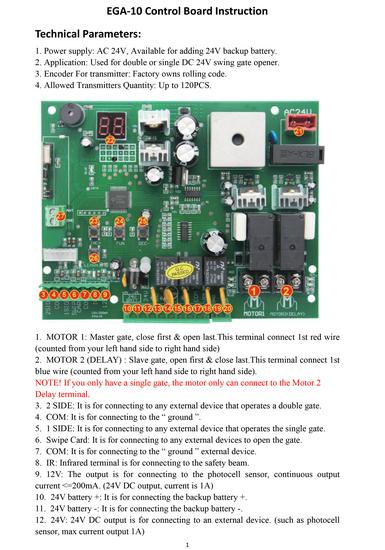 Scheda PCB 24V CC per Apriporta Automatico a Doppia Anta a Battente