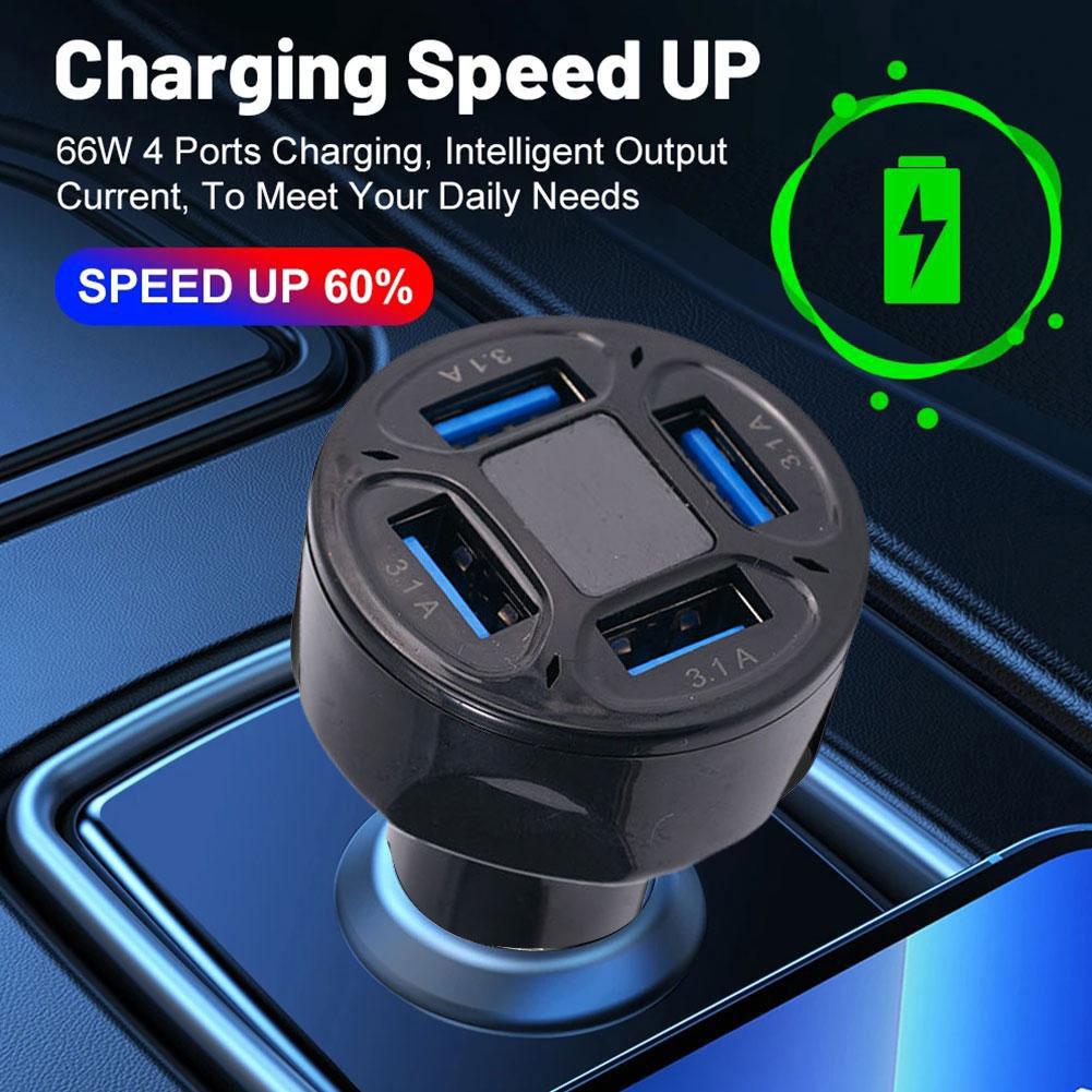 Car Charger 3.1A Four In One 4-port Vehicle Charger Digital Trailer Voltage With Multiple One Ports Display With And Z4S7