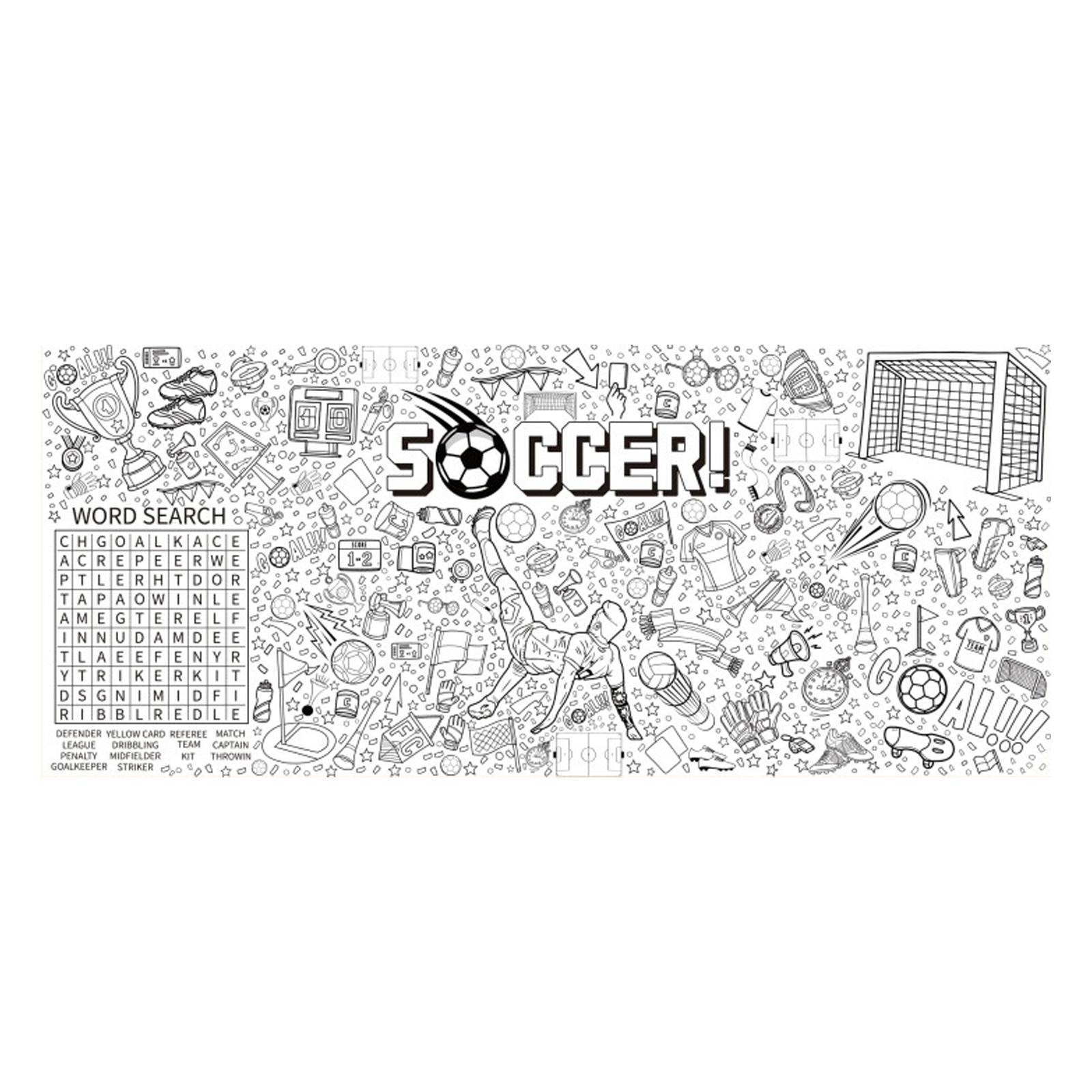 

Large Soccer Coloring Poster Banner Kids DIY Craft Activity Tablecloth Paper Material Soccer Theme Decoration for Parties Events One Size білий