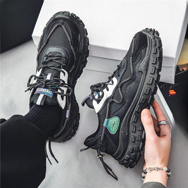 

Новые дышащие сетчатые спортивные туфли для мужчин, модные и универсальные, нескользящие туфли на толстой подошве, модная обувь 44