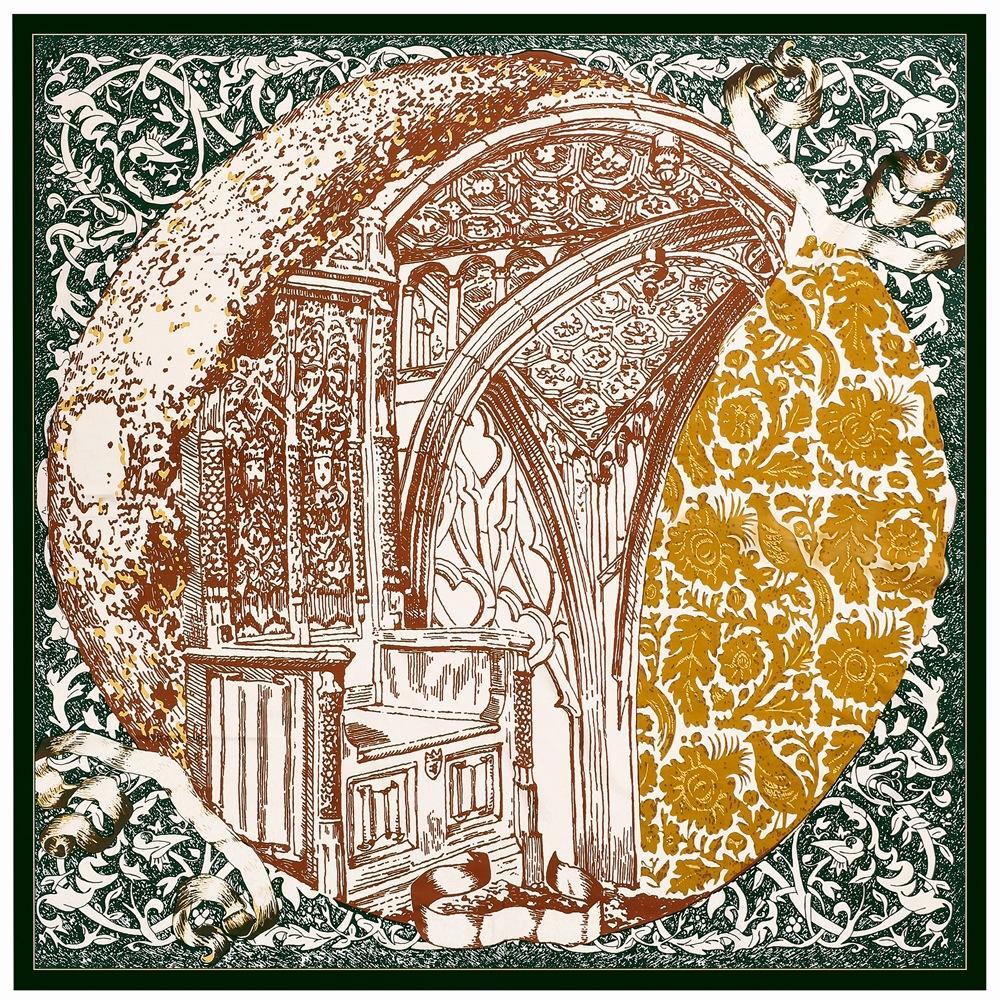 

130cm Luxury Brand Twill Silk Scarf Women Bandana Square Scarf Retro Plant Design Kerchief Scarves For Ladies Fashion Shawl 130x130cm