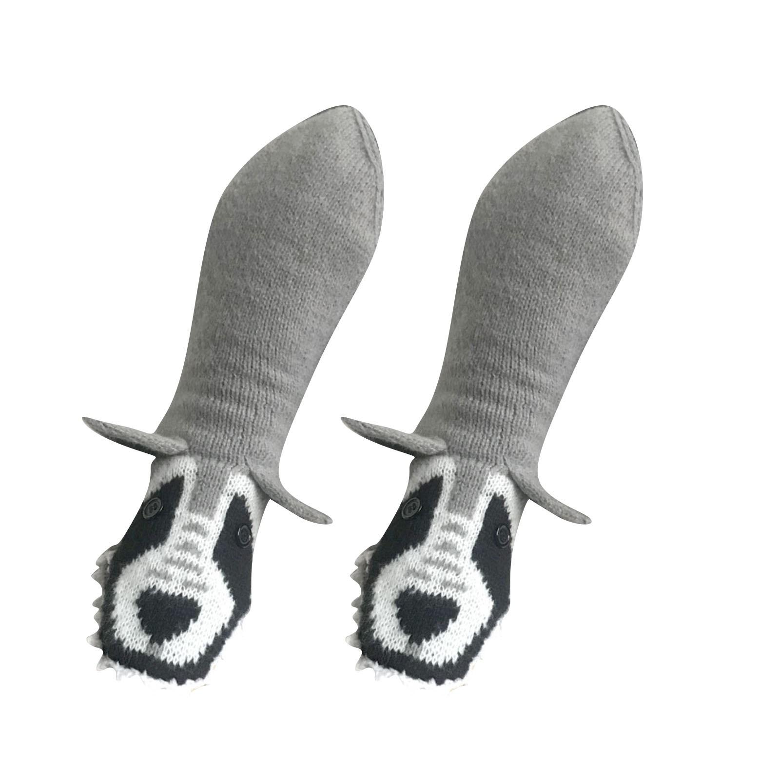 

Осенние и зимние носки-тапочки с объемными мультяшными животными, теплые шерстяные носки средней длины для дома One Size