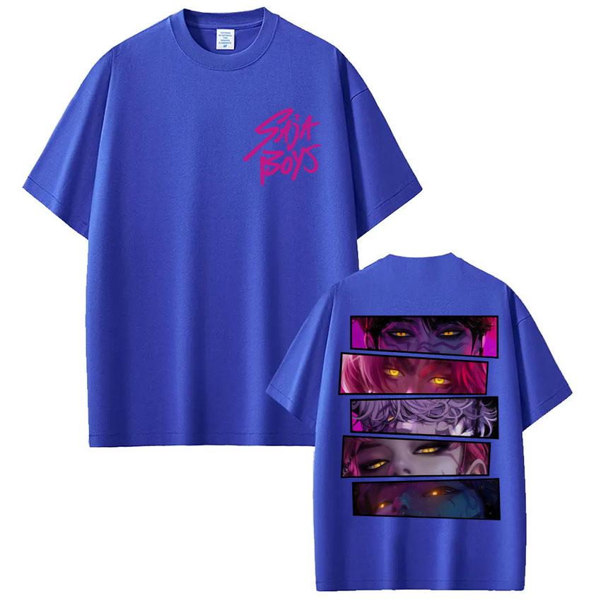Kpop Anime Dämonenjäger Saja Jungs T-Shirts Herren Damen Vintage Trendig Beliebtes T-Shirt Oversized Baumwolle Lässige T-Shirts Streetwear