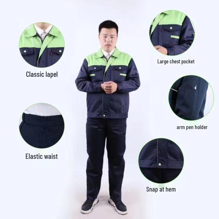 Men's and Women's Long-Sleeve Workwear Set - Durable, Wear-Resistant, Ideal for Factory and Auto Repair.