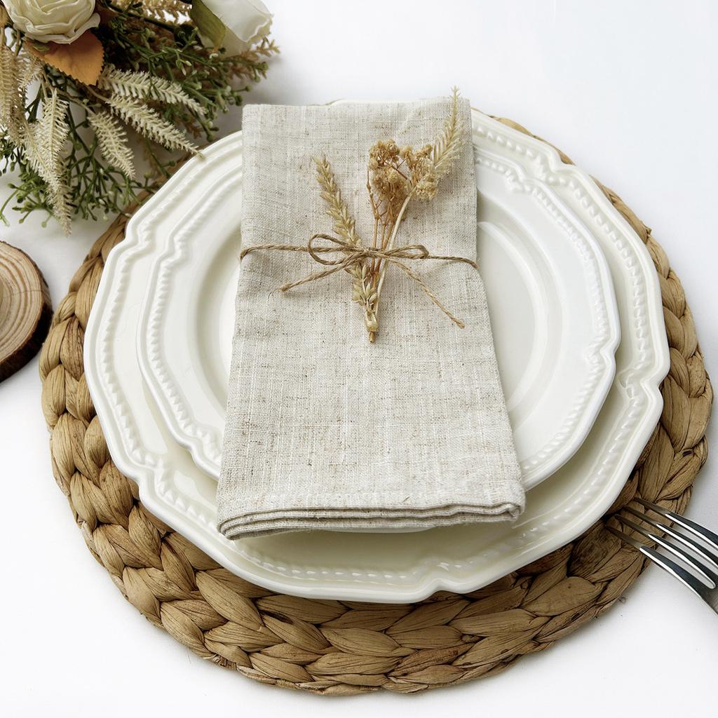 Set Of 6/10/12 30x30cm Linen Napkins, Durable Polyester Thickened Reusable Wedding Chrismas Dining Table Decorations