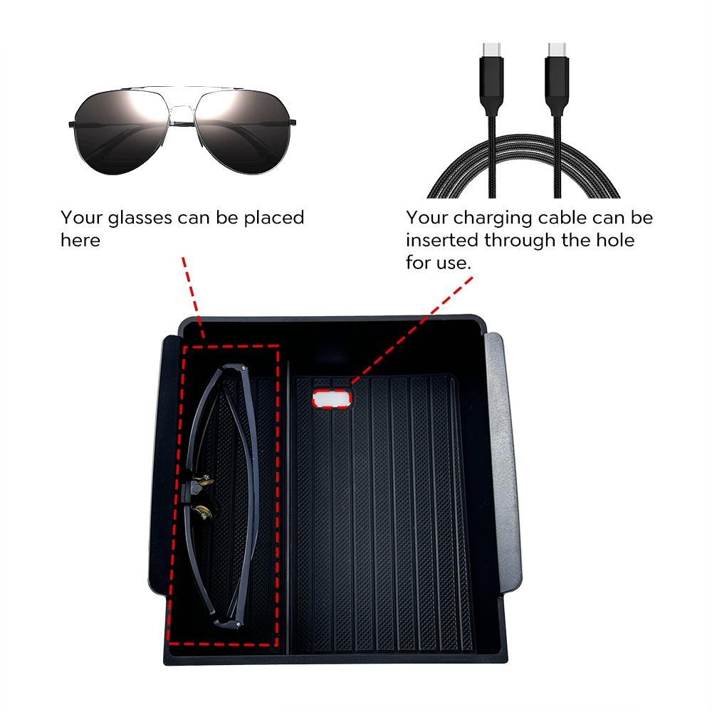 TEKSY For Tesla Model Y Launch Juniper 2025 Model 3 Highland 2024 Center Console Eyeglasses Storage Box Armrest Box Silicone Pad