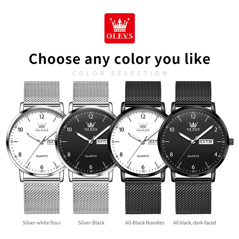 OLEVS 2996 Mens Watches Casual Fashion Original Slim Quartz Watch Waterproof Luminous Week Date Watches For Men Gifts Reloj