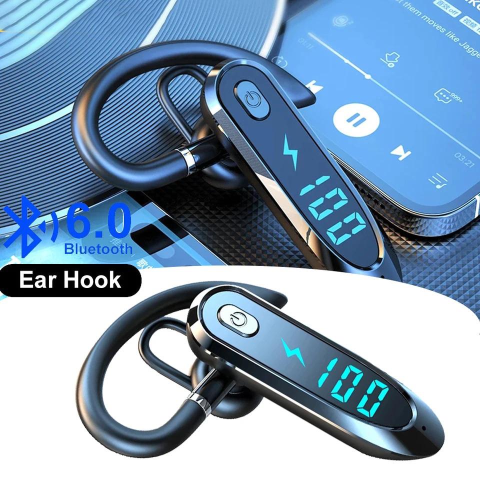 Bluetooth 6.0 Business Wireless Headphone Ear Hook Earphone 270° Rotation LED Display HIFI Stereo Noise Reduction Headset Sport Game Earbud