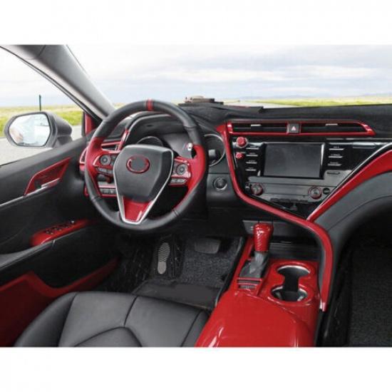 Center Console For Toyota Camry 2018-2023 Gear Shift Knob Lever Red Carbon Fiber