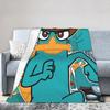 Koc Perry the Platypus Aksamitny Anime Super Miękki Koc Rzutowy do Sypialni Kanapy Pikowana Kołdra do Sypialni