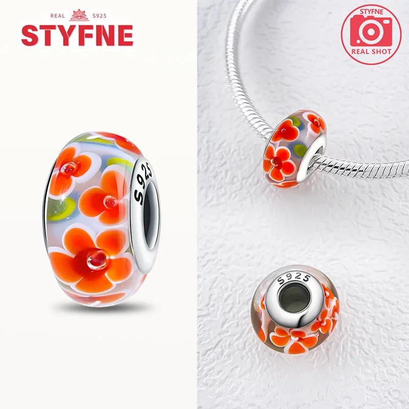 Original Copper Flower Charms Glass Bead Colored Murano Fit Bracelet Diy For Women Fine Jewelry Gifts Making
