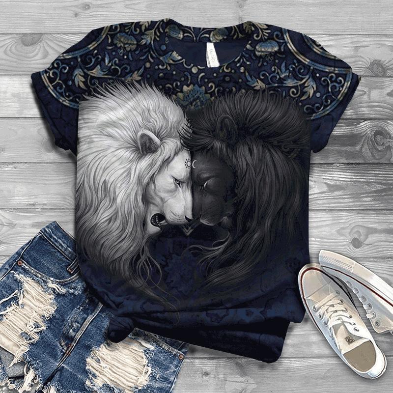 Summer Bird Pattern 3D Digital Printed Women's Fashionable Short Sleeved T-shirt