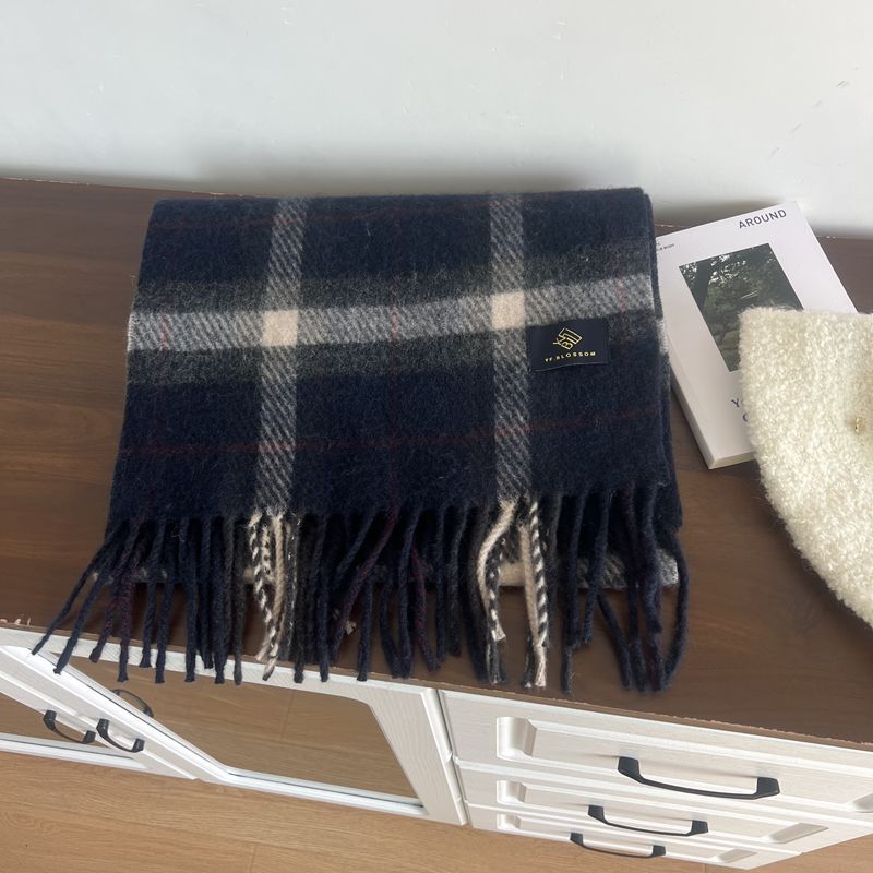 Temperament plaid containing wool scarf female winter student Christmas gift warm scarf couple