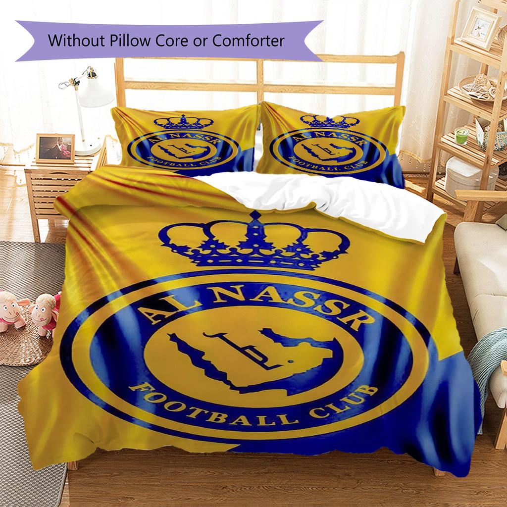 Al-Nassr Muster Bettwäsche, Steppbett Set Bettbezug Kissenbezug Zuhause Geburtstagsgeschenk(1 Bettbezug + 2 Kissenbezüge, ohne Füllung)