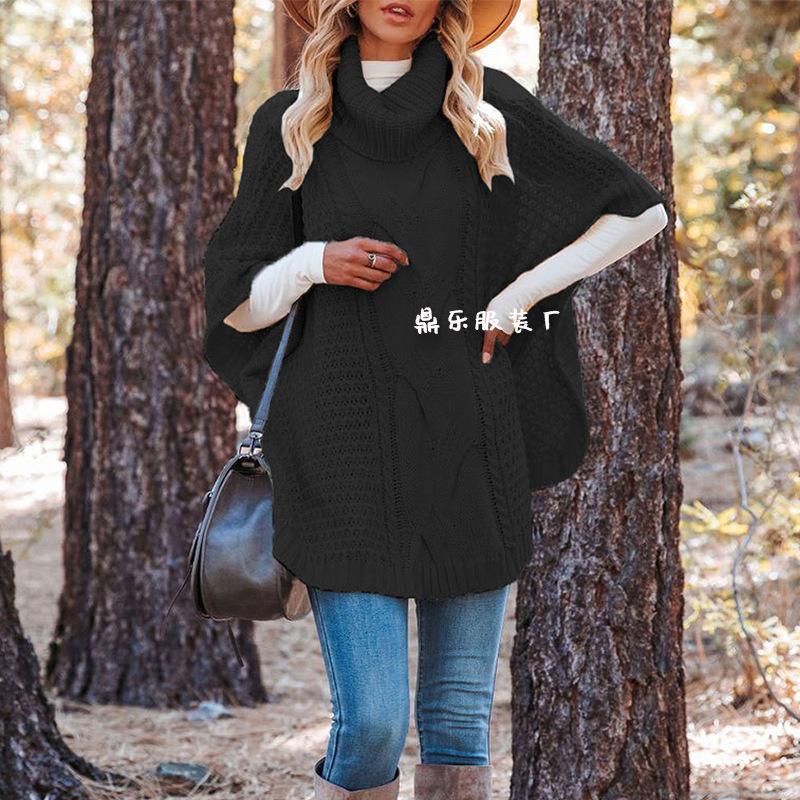 Autumn and winter new temu hot sale turtleneck twist shawl loose crew neck sweater