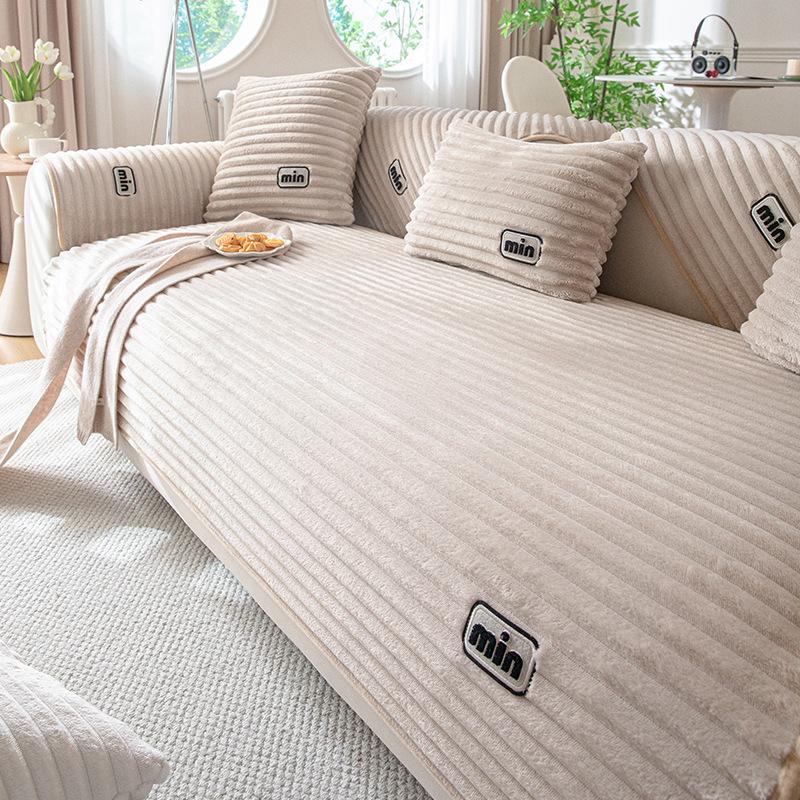 Подушка для дивана из зимнего кроличьего меха утолщенная нескользящая подушка для сиденья чехол для дивана с защитой от царапин для пересечения границ 70x70cm хаки 1950₽