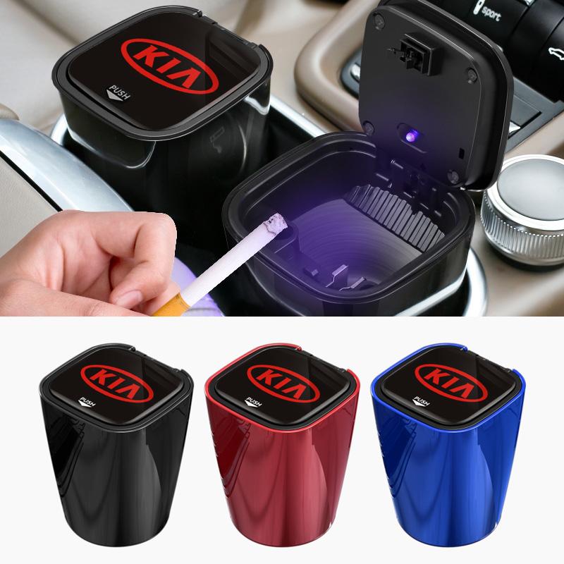Car Ashtray Smokeless Storage Box with LED Light for KIA Sportage Rio Ceed Picanto K5 K9 Sorento auto Accessories rubbishIH0